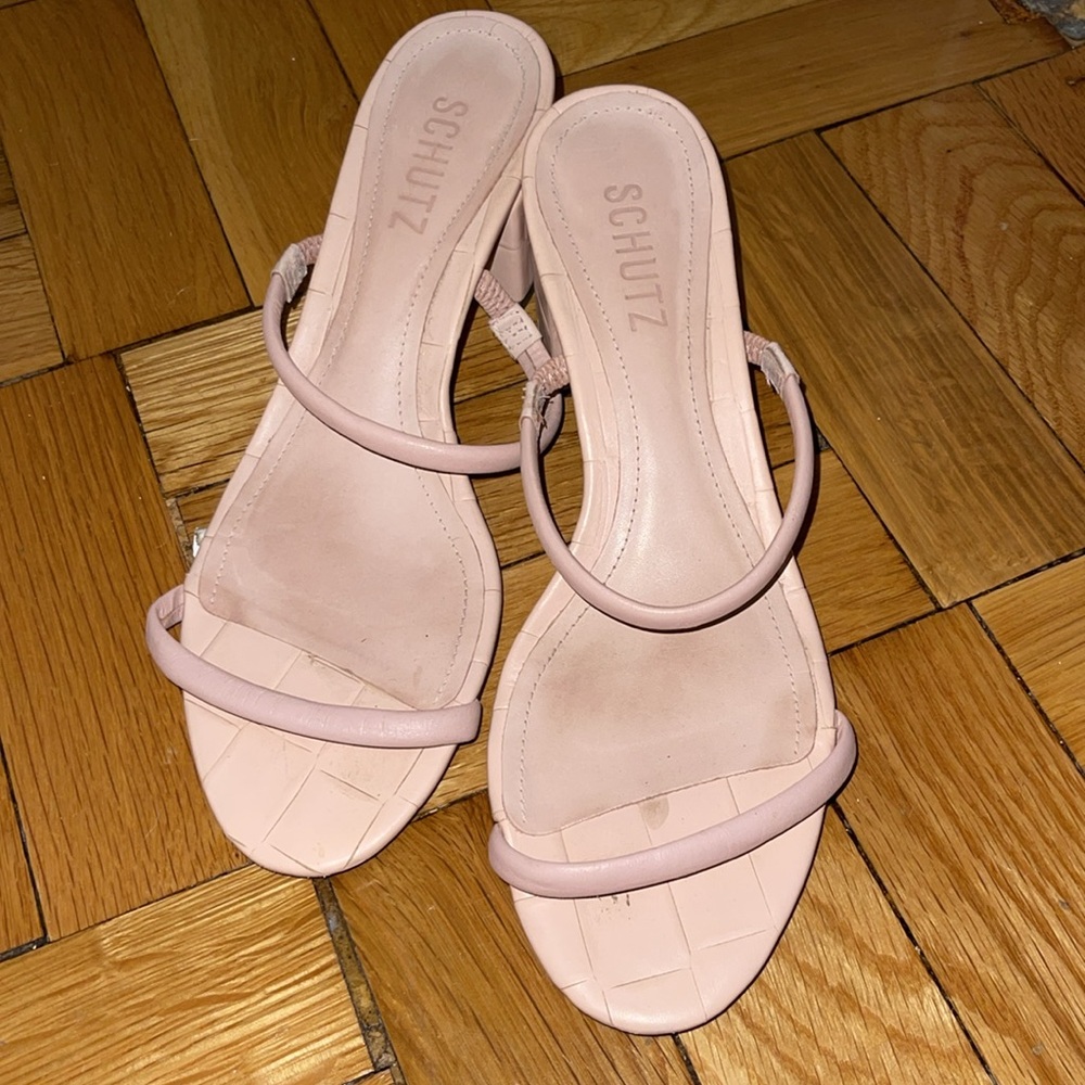 Schutz pink strappy heels